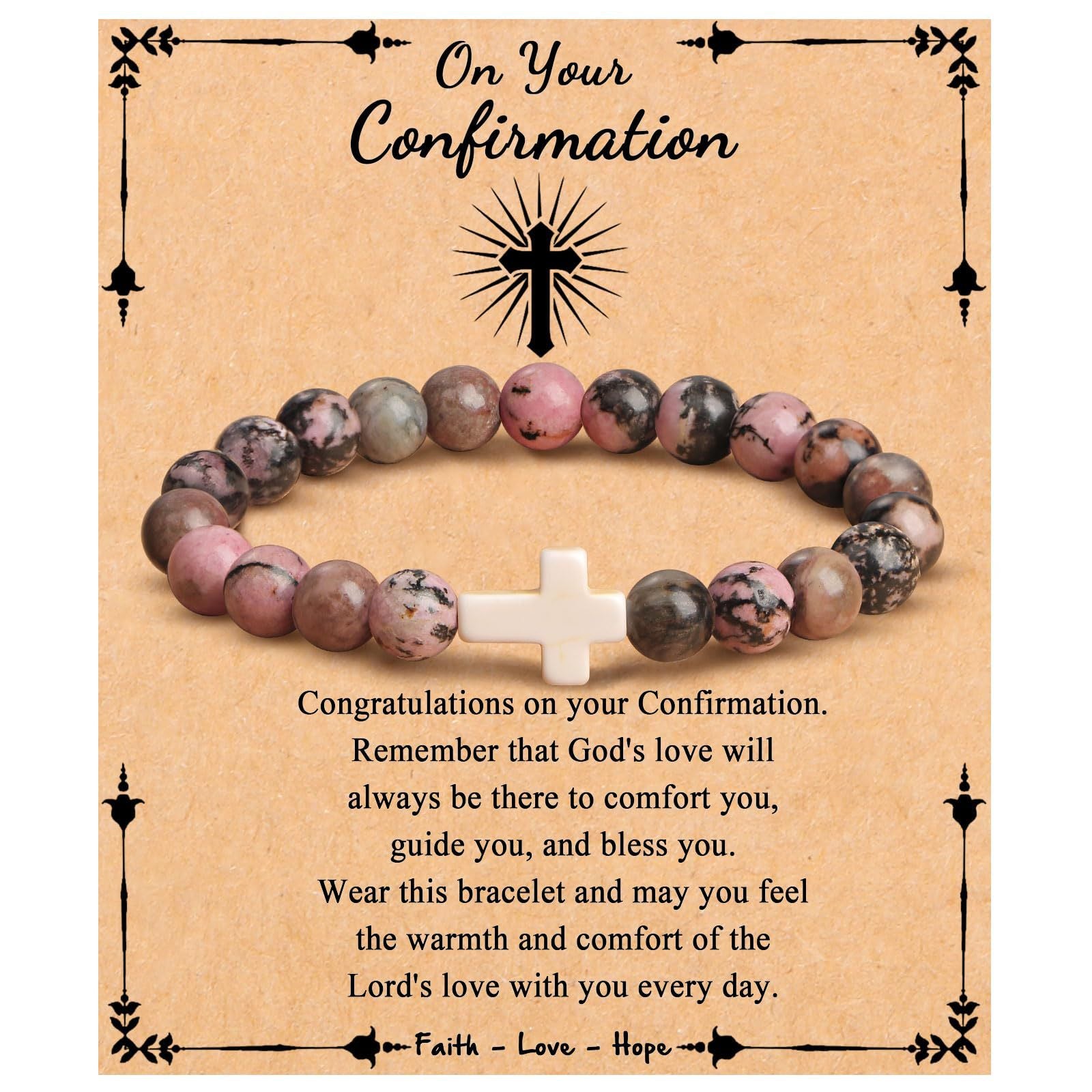 Emperor Stone Cross Bracelet - Faith Love Hope Inspirational Gift for Women & Men