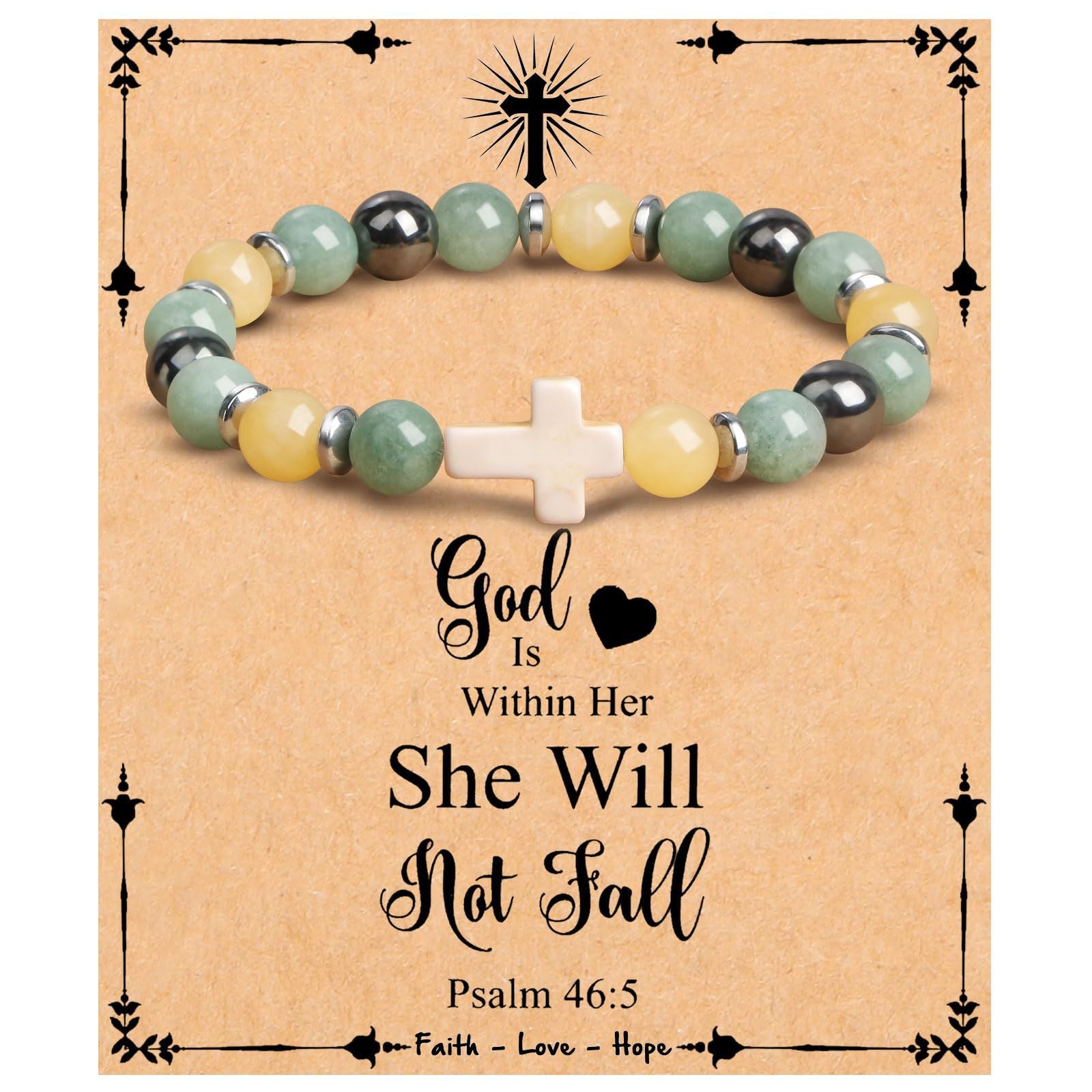 Emperor Stone Cross Bracelet - Faith Love Hope Inspirational Gift for Women & Men