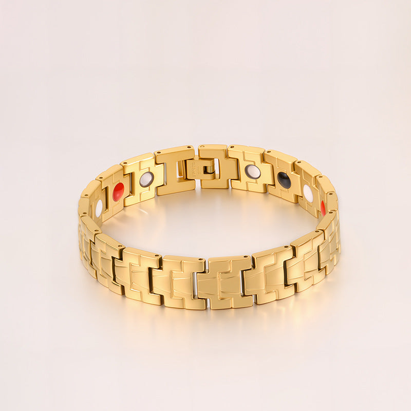 Magnetic Titanium Steel Health Bracelet for Men - Wellness Energy Adjustable Link Bracelet