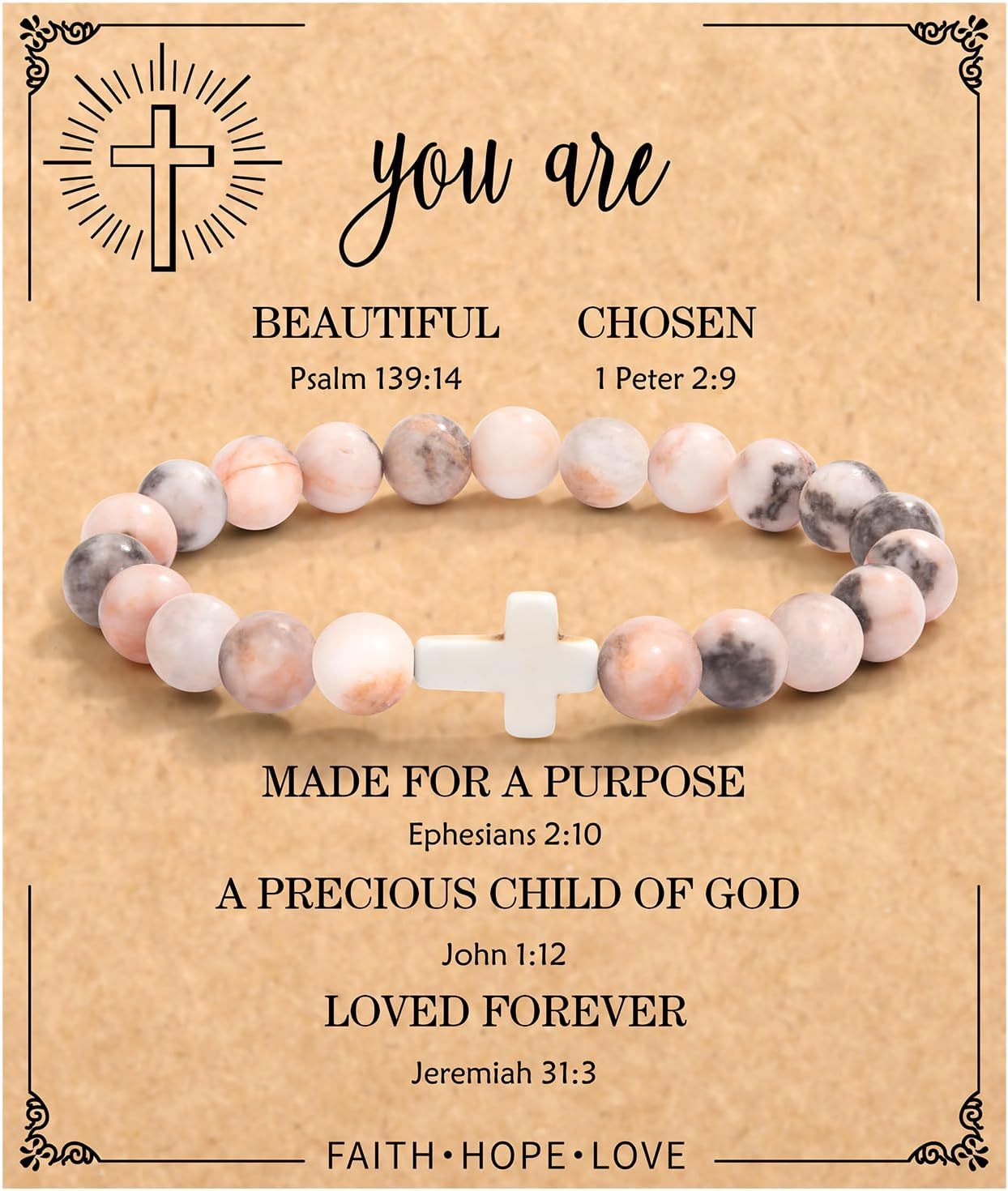 Emperor Stone Cross Bracelet - Faith Love Hope Inspirational Gift for Women & Men