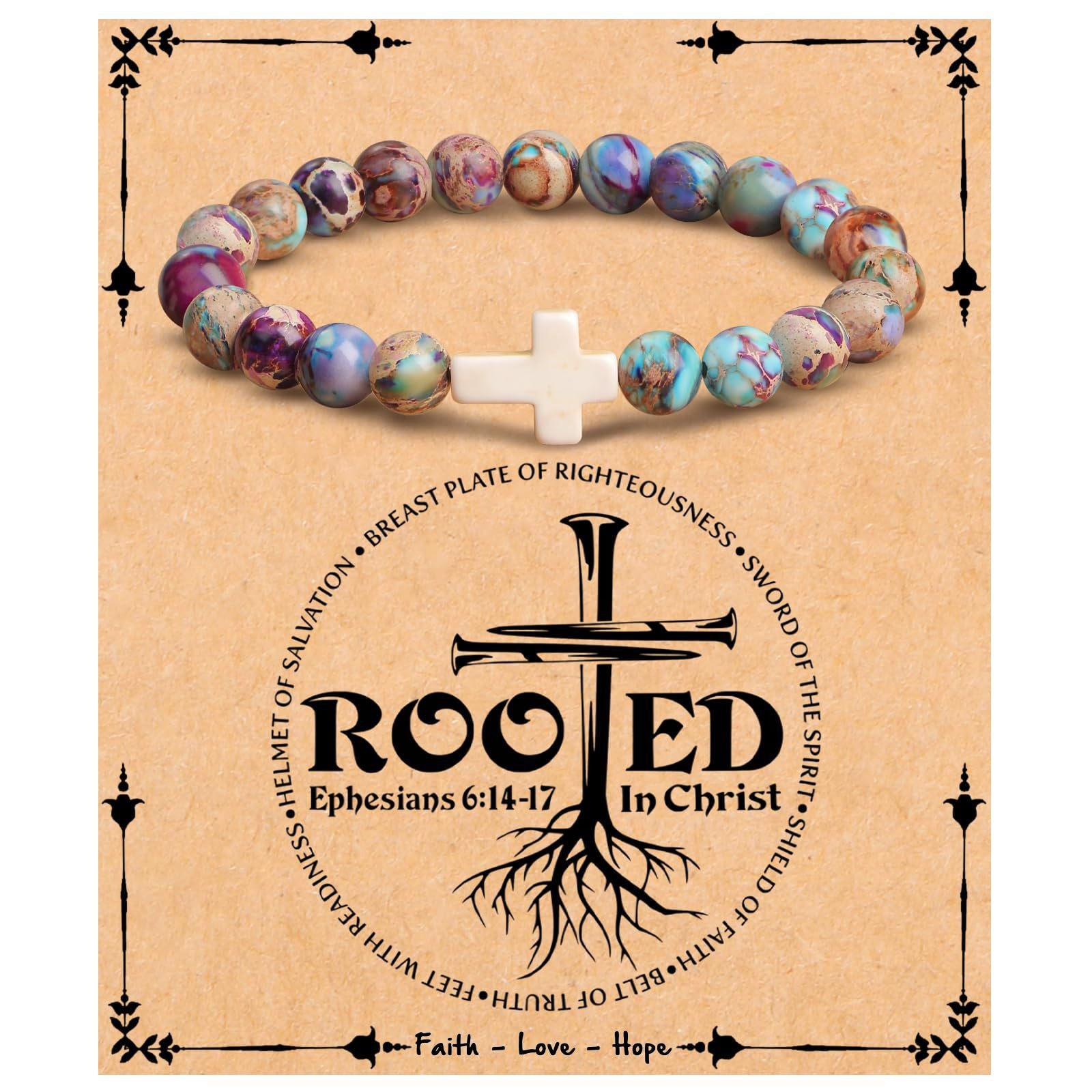 Emperor Stone Cross Bracelet - Faith Love Hope Inspirational Gift for Women & Men