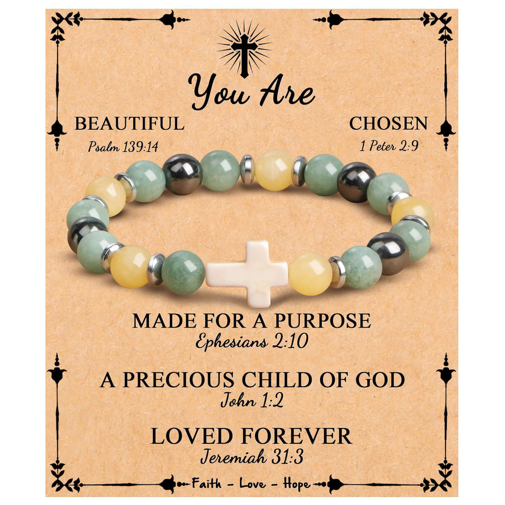 Emperor Stone Cross Bracelet - Faith Love Hope Inspirational Gift for Women & Men