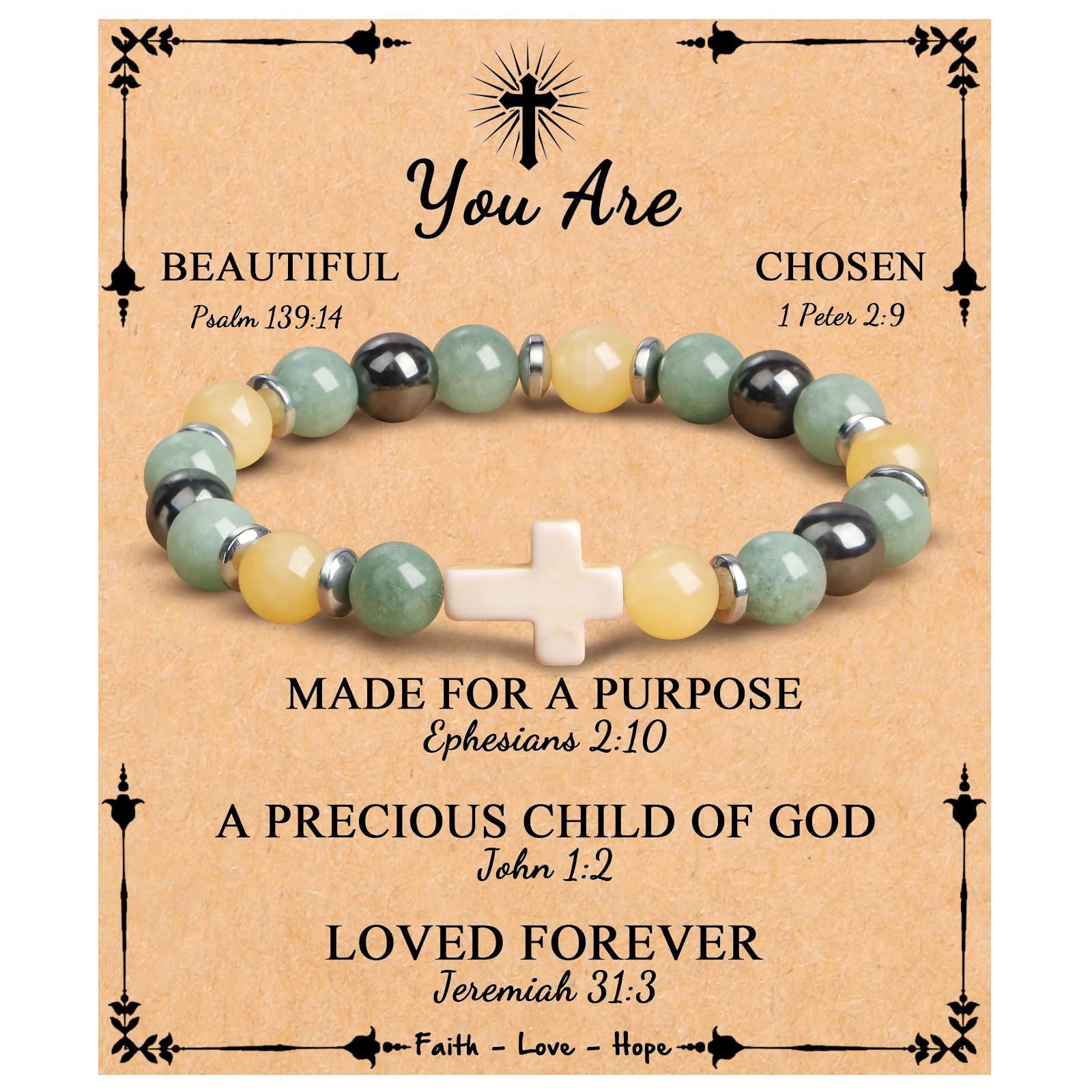 Emperor Stone Cross Bracelet - Faith Love Hope Inspirational Gift for Women & Men
