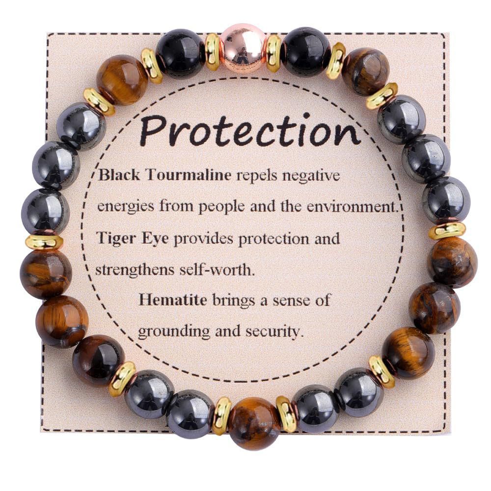 Strength" Triple Gemstone Bracelet - Amethyst, Aquamarine & Citrine Energy Bracelet for Women, Motivational Adjustable Gift