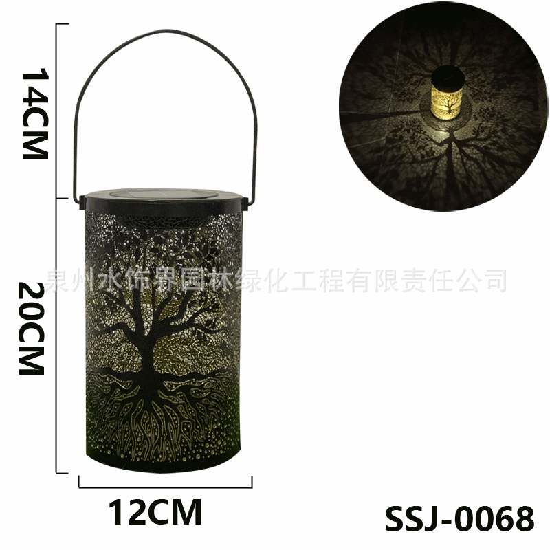 Amazon New Iron Art Large Tree Light Outdoor Courtyard Solar Landscape Light Decorative Atmosphere Hollow Hanging Light
