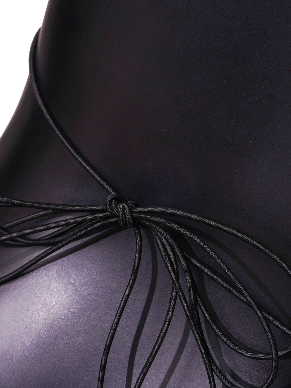 Lingerie Patchwork Fishnet Hollow Out Rhinestone Lace-up Halter Neck Strap Sexy Festival Outerwear Top