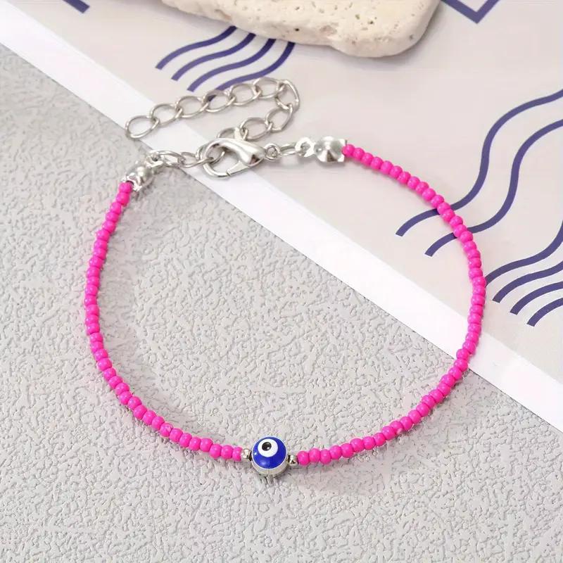 Evil Eye Protection Bracelet Set - Nazar Boncugu Beaded Charm Bracelet with Lobster Clasp (5 Colors)
