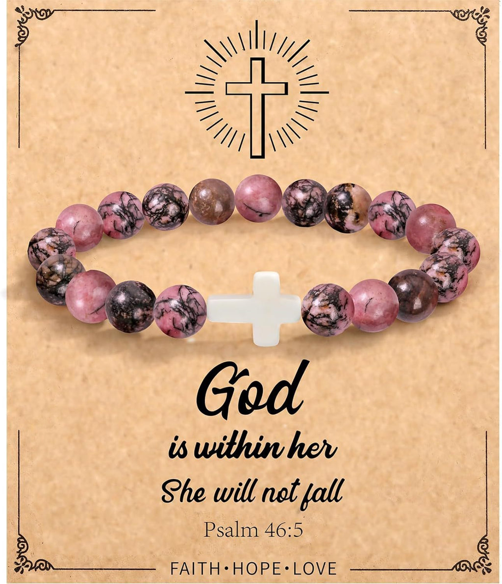 Emperor Stone Cross Bracelet - Faith Love Hope Inspirational Gift for Women & Men