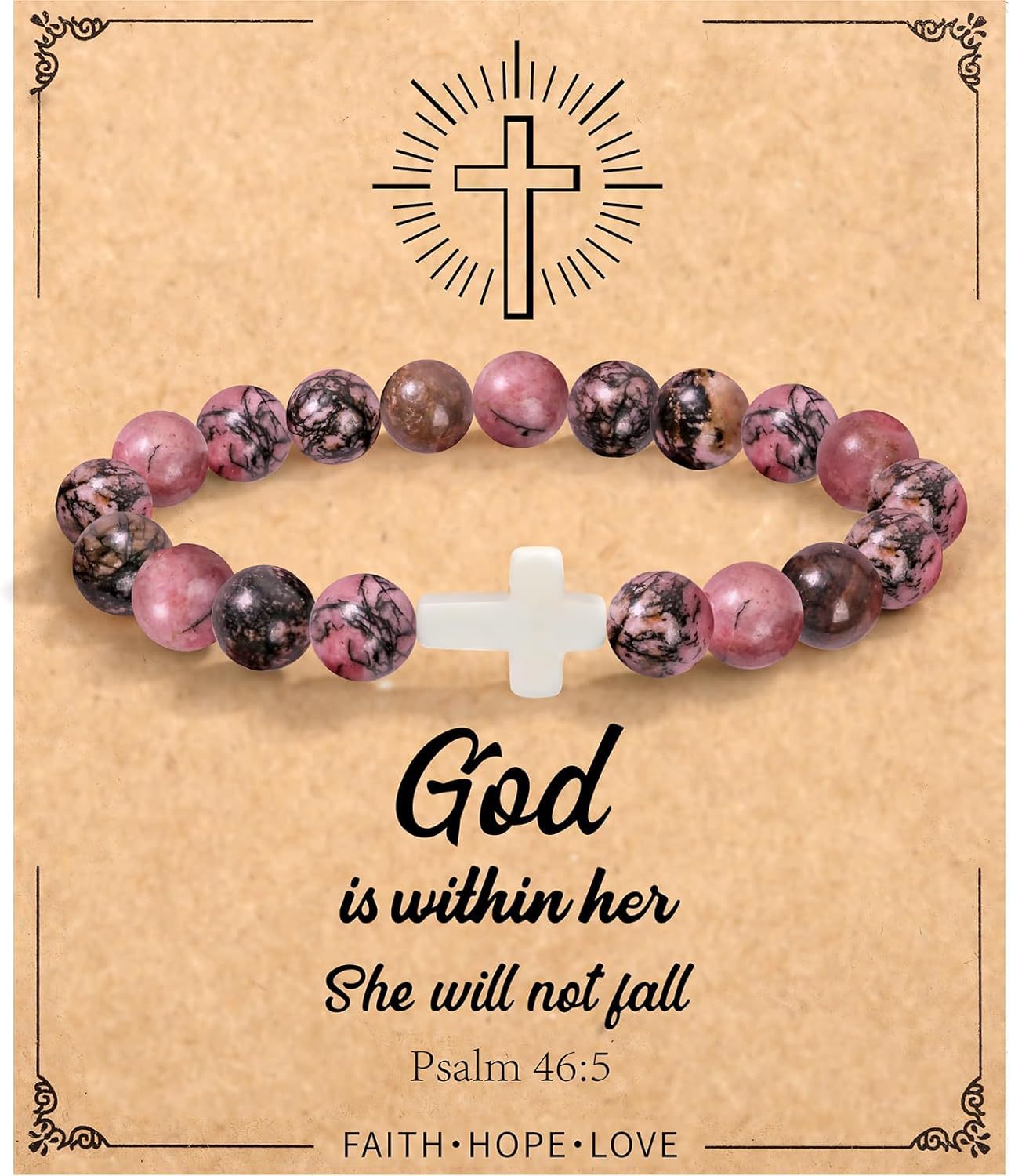 Emperor Stone Cross Bracelet - Faith Love Hope Inspirational Gift for Women & Men