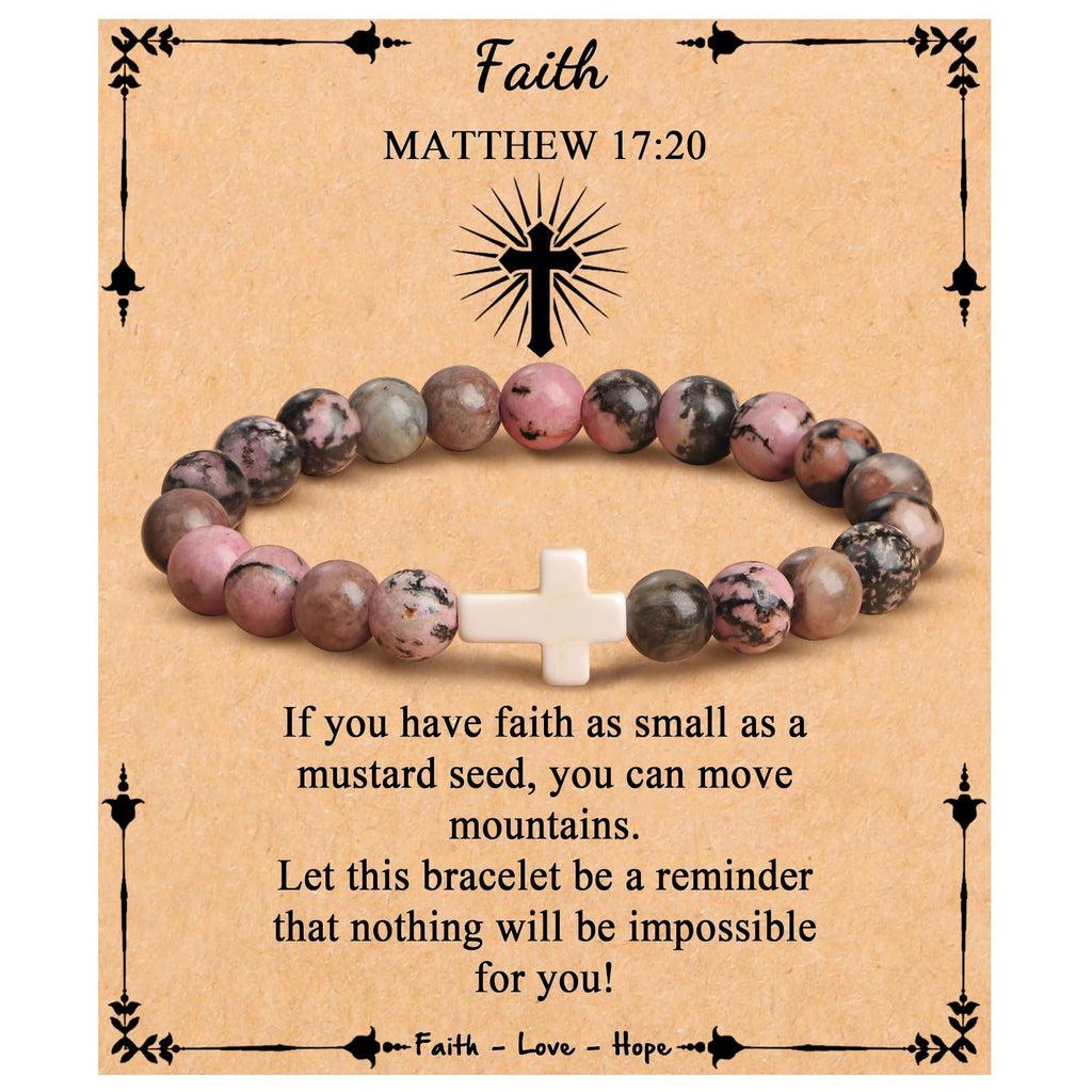 Emperor Stone Cross Bracelet - Faith Love Hope Inspirational Gift for Women & Men