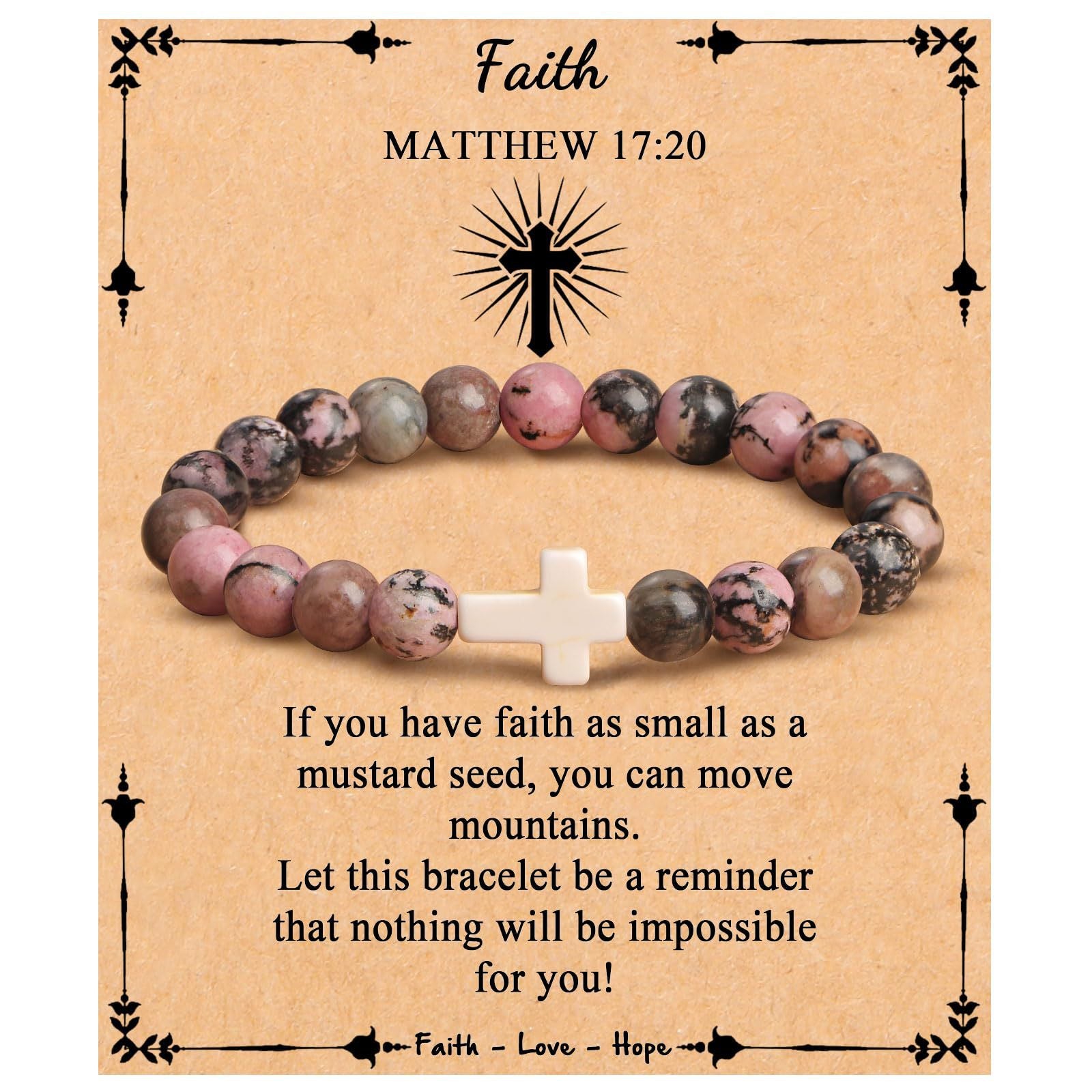 Emperor Stone Cross Bracelet - Faith Love Hope Inspirational Gift for Women & Men