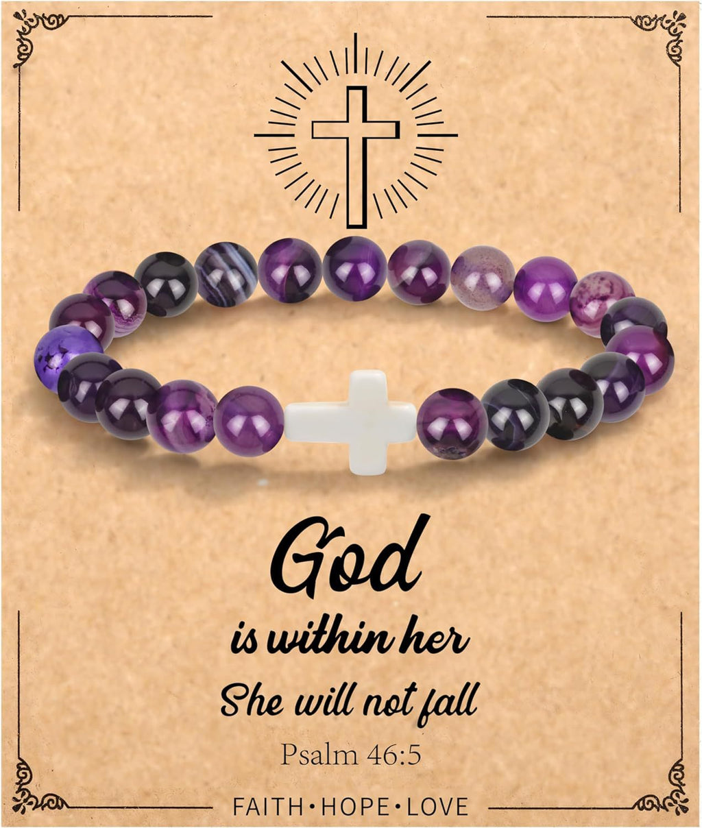Emperor Stone Cross Bracelet - Faith Love Hope Inspirational Gift for Women & Men