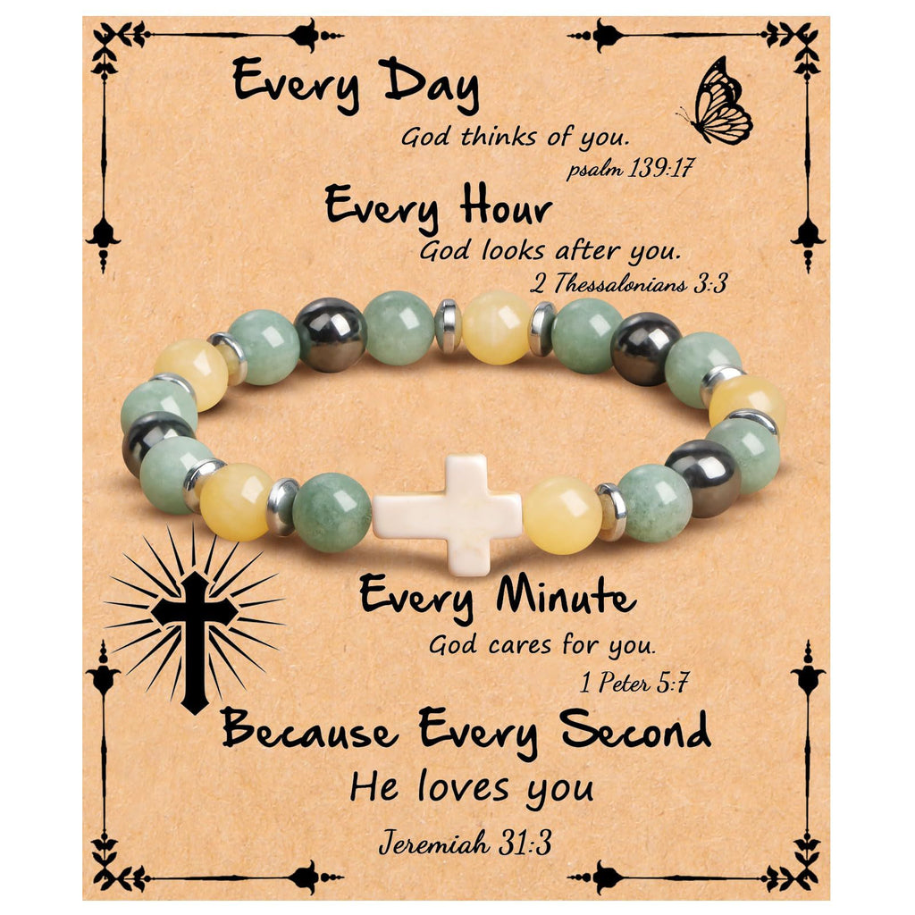 Emperor Stone Cross Bracelet - Faith Love Hope Inspirational Gift for Women & Men