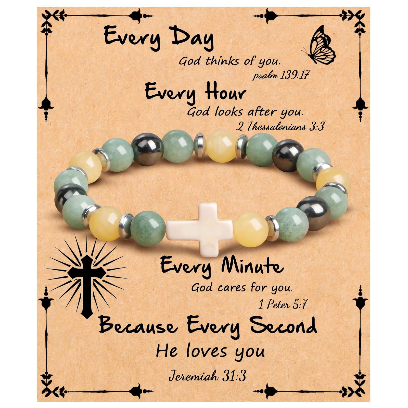 Emperor Stone Cross Bracelet - Faith Love Hope Inspirational Gift for Women & Men