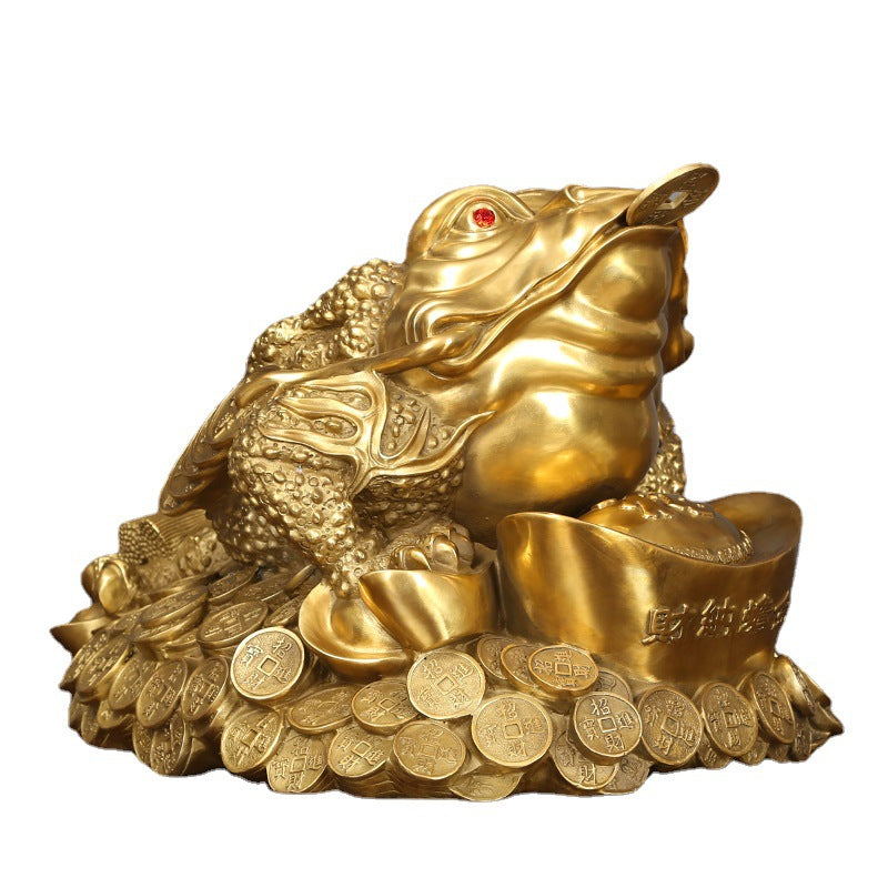 Brass Golden Toad Ornament Home Decor Craft Decoration Company Housewarming Opening Gift