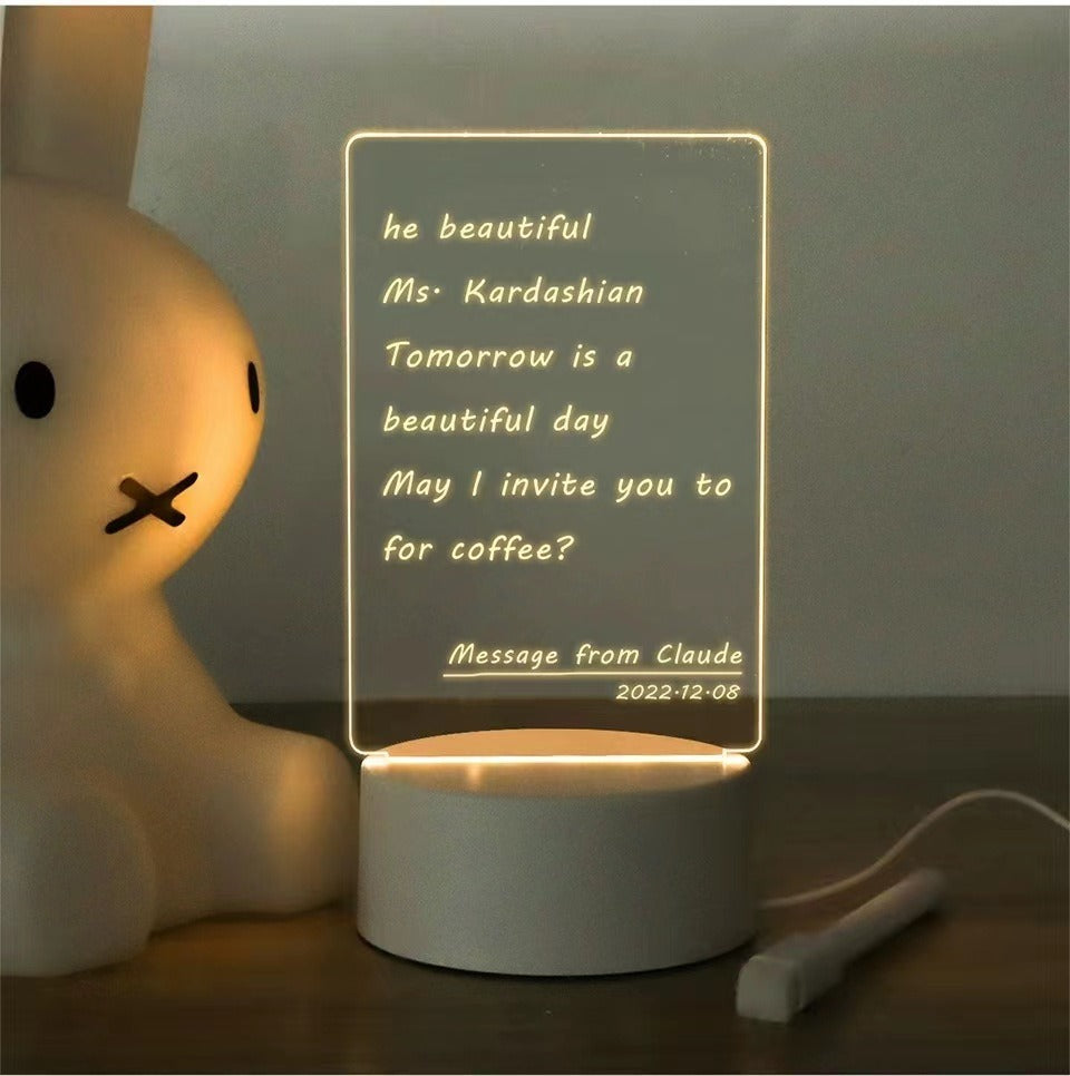 Hot-selling Internet Celebrity DIY Writing Tablet Night Light 3D Night light acrylic erasable luminous message board