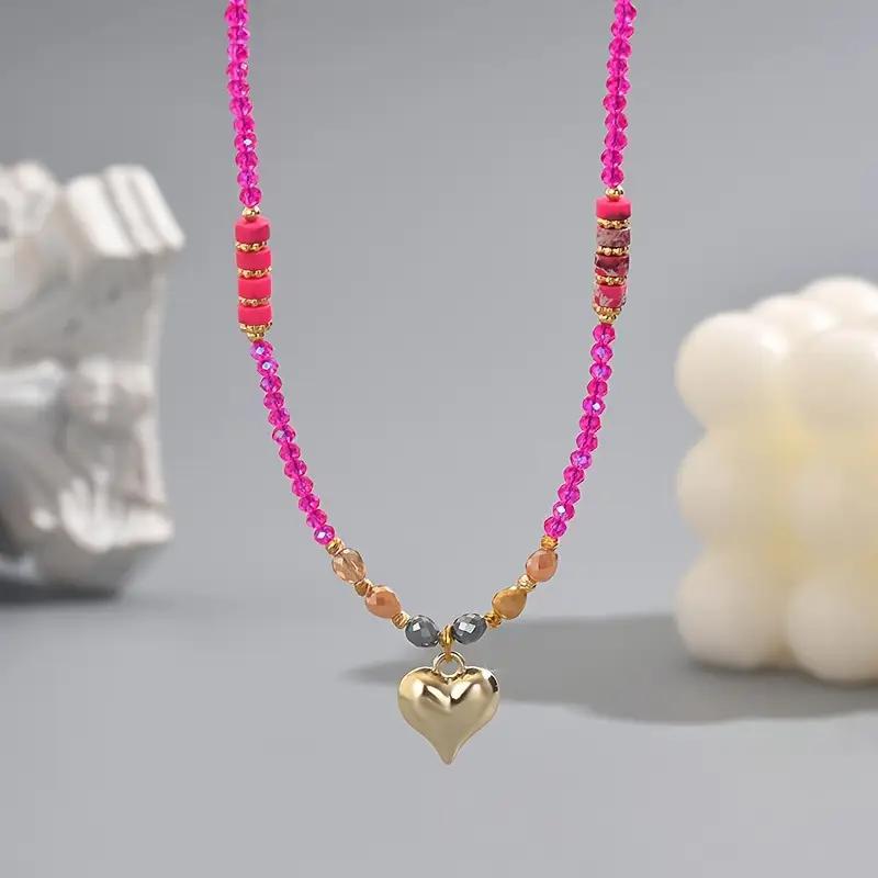 Sweet Frequency" Rose Quartz Necklace with Gold Heart Pendant - Bohemian Chakra Crystal Jewelry for Women