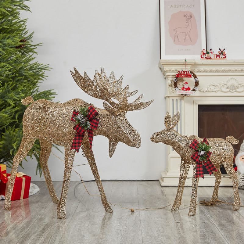 Amazon New Christmas Reindeer Glowing Iron Art Reindeer Ornament Christmas Tree Reindeer Decoration Ornament