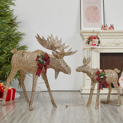 Amazon New Christmas Reindeer Glowing Iron Art Reindeer Ornament Christmas Tree Reindeer Decoration Ornament