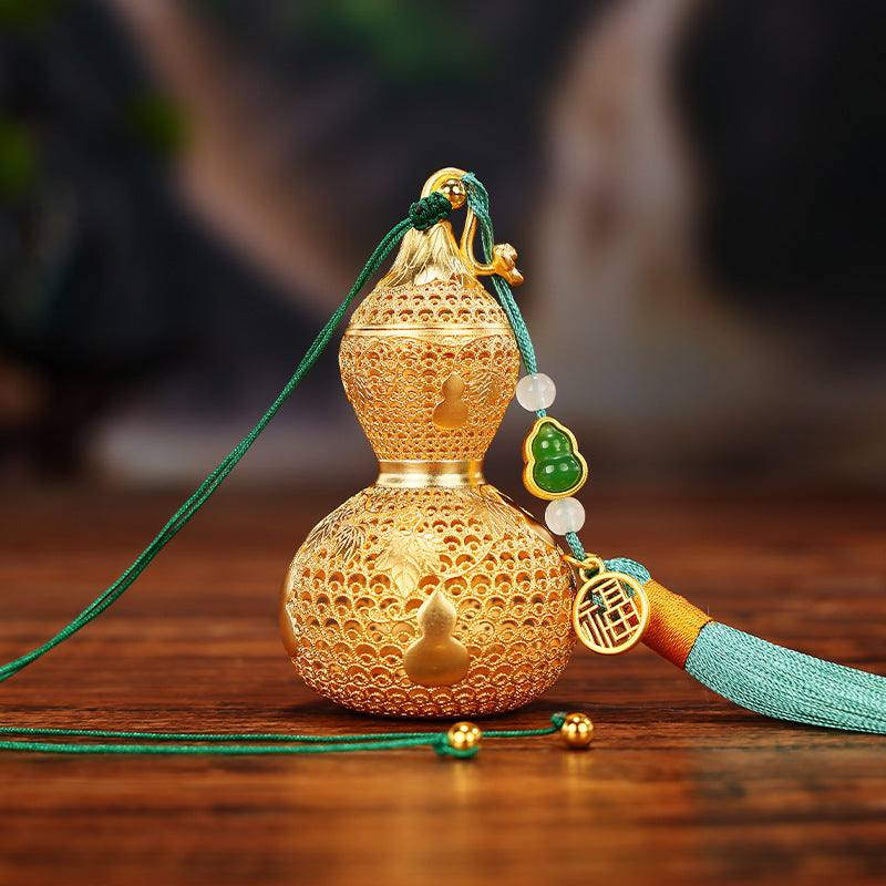 Brass Filigree Gourd Ornament Fulu Hanging Decoration Home Desktop Hollow Copper Gourd Craft Hanging Ornament Gift