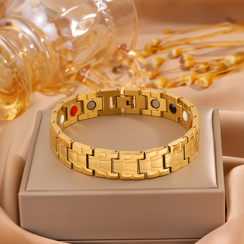 Magnetic Titanium Steel Health Bracelet for Men - Wellness Energy Adjustable Link Bracelet
