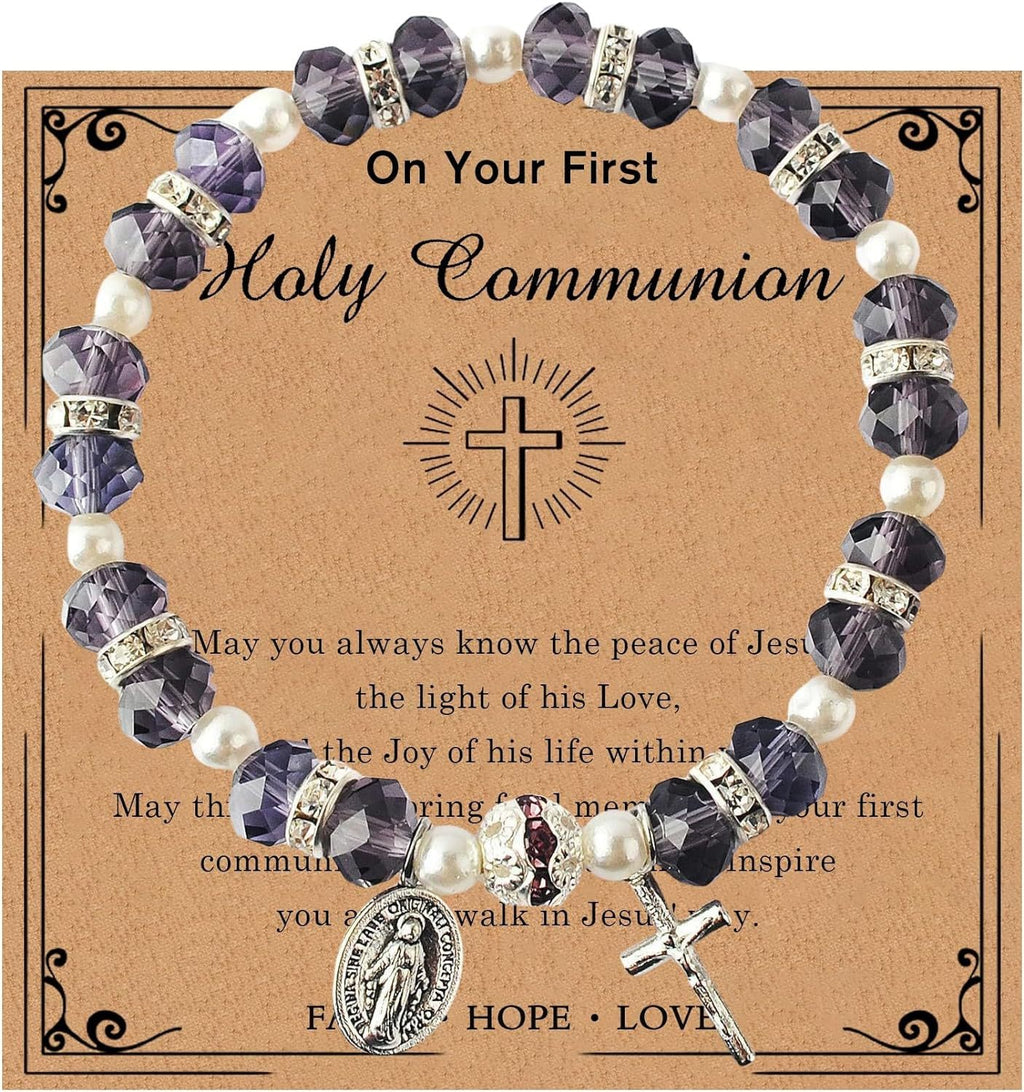 Every Second He Loves You" Bracelet - Virgin Mary & Cross Catholic Rosary Bracelet, Inspirational Faith Gift