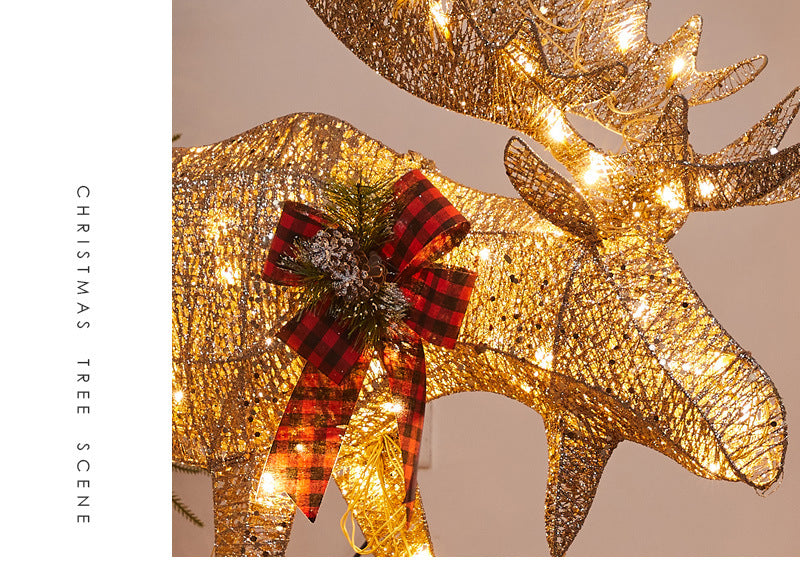 Amazon New Christmas Reindeer Glowing Iron Art Reindeer Ornament Christmas Tree Reindeer Decoration Ornament