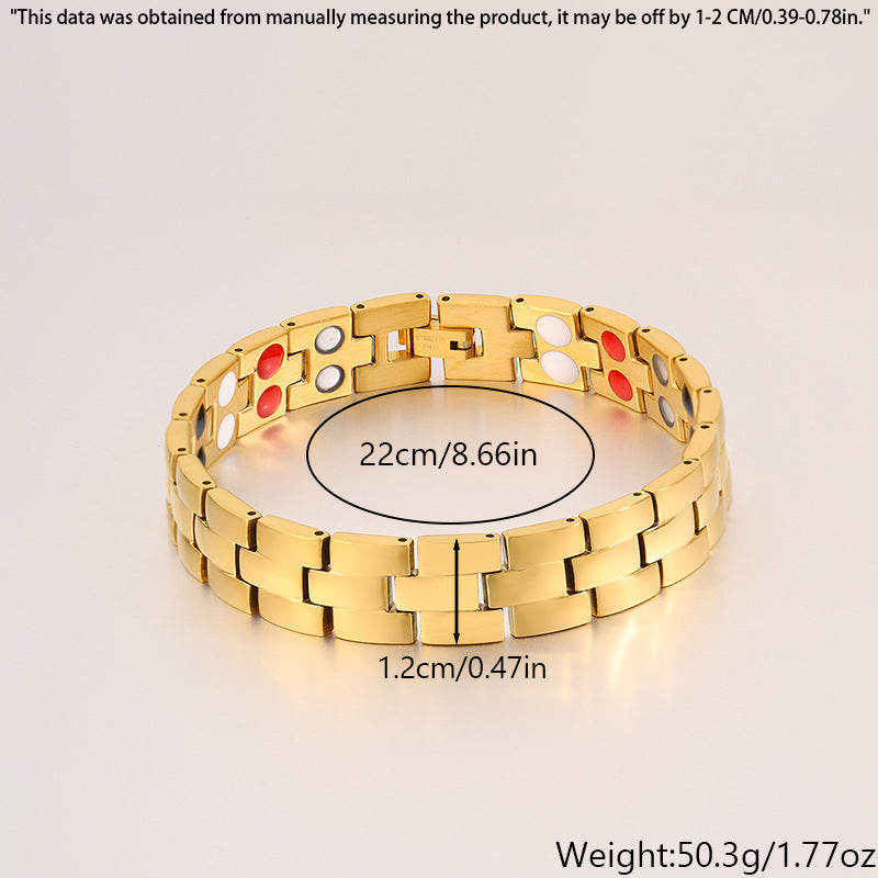 Magnetic Titanium Steel Health Bracelet for Men - Wellness Energy Adjustable Link Bracelet
