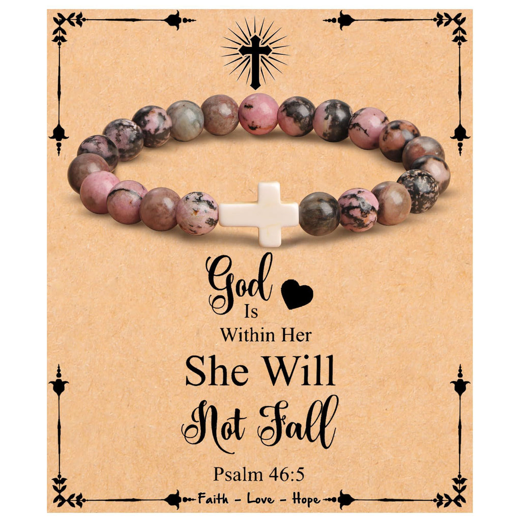 Emperor Stone Cross Bracelet - Faith Love Hope Inspirational Gift for Women & Men
