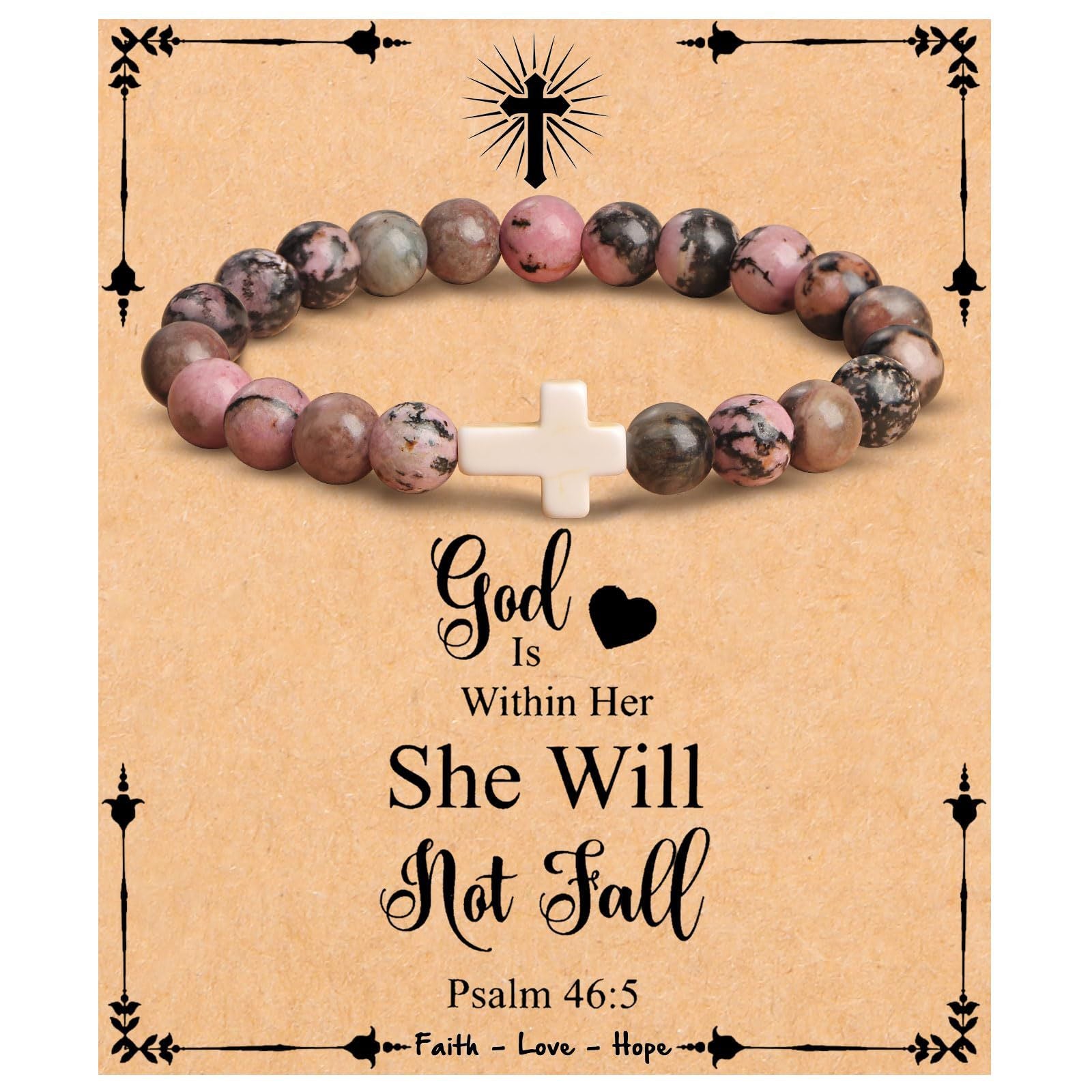 Emperor Stone Cross Bracelet - Faith Love Hope Inspirational Gift for Women & Men