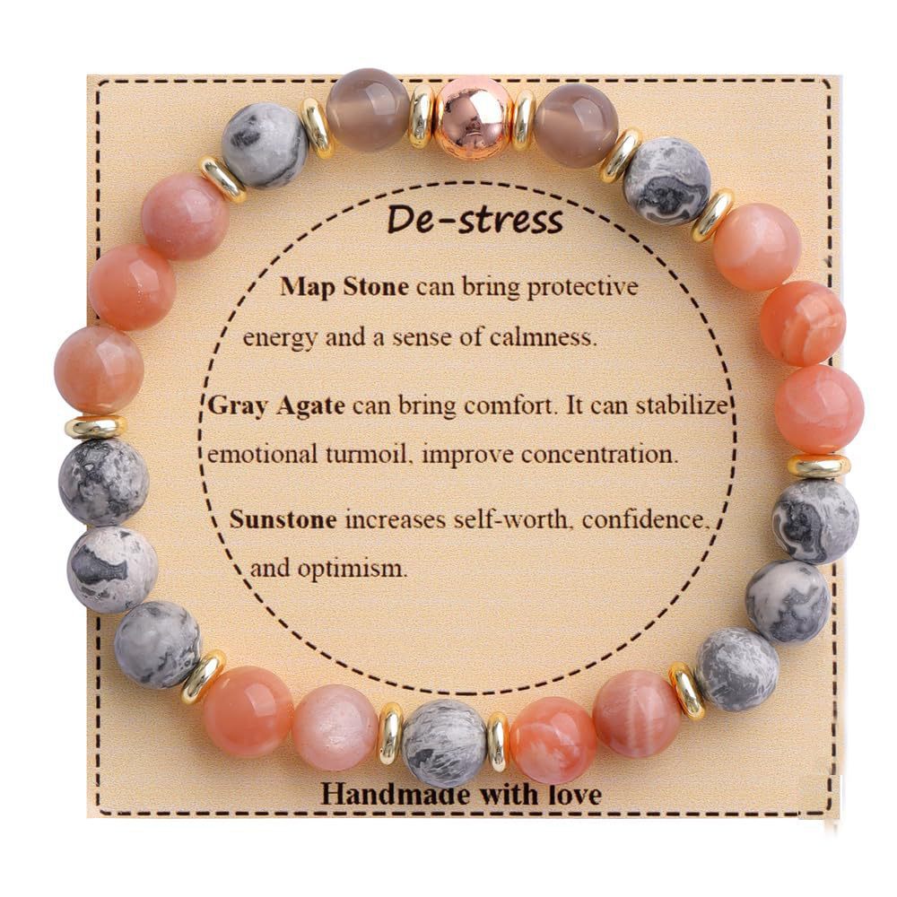 Strength" Triple Gemstone Bracelet - Amethyst, Aquamarine & Citrine Energy Bracelet for Women, Motivational Adjustable Gift