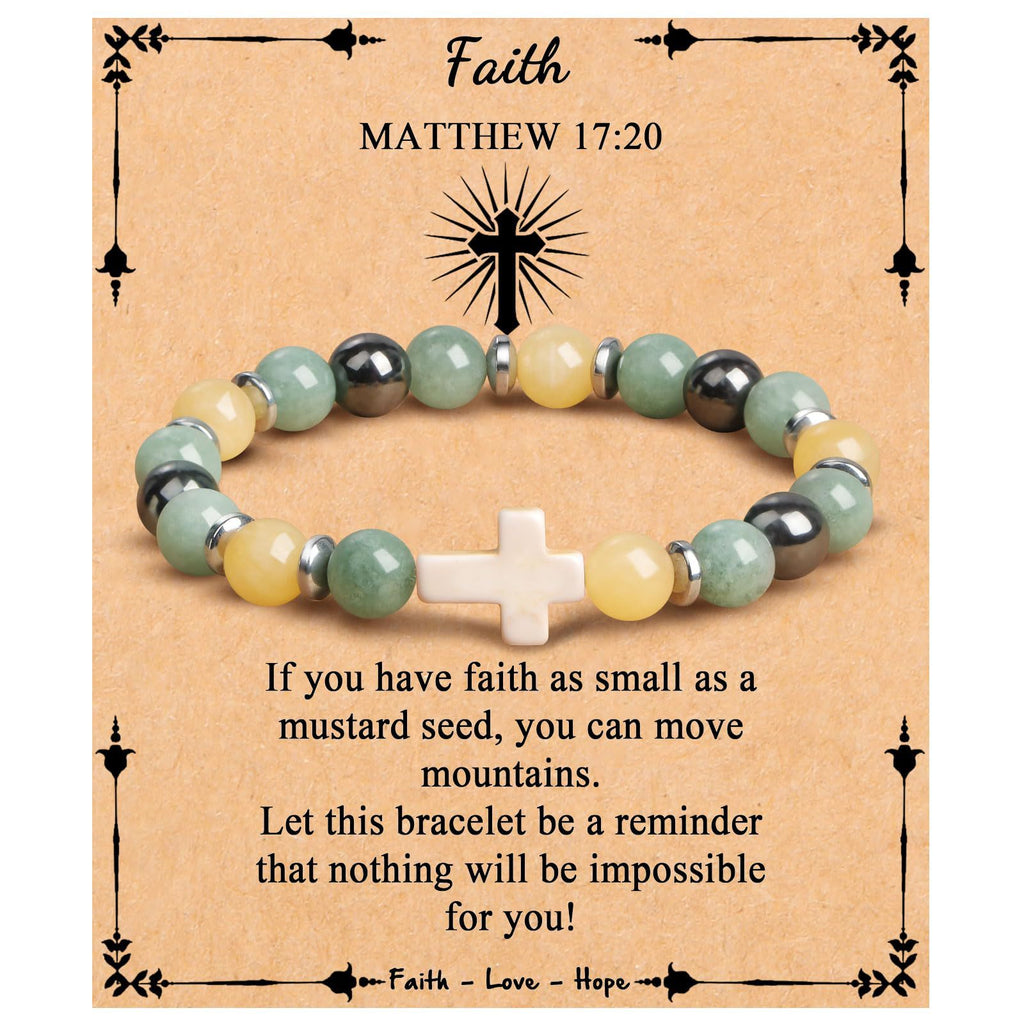 Emperor Stone Cross Bracelet - Faith Love Hope Inspirational Gift for Women & Men