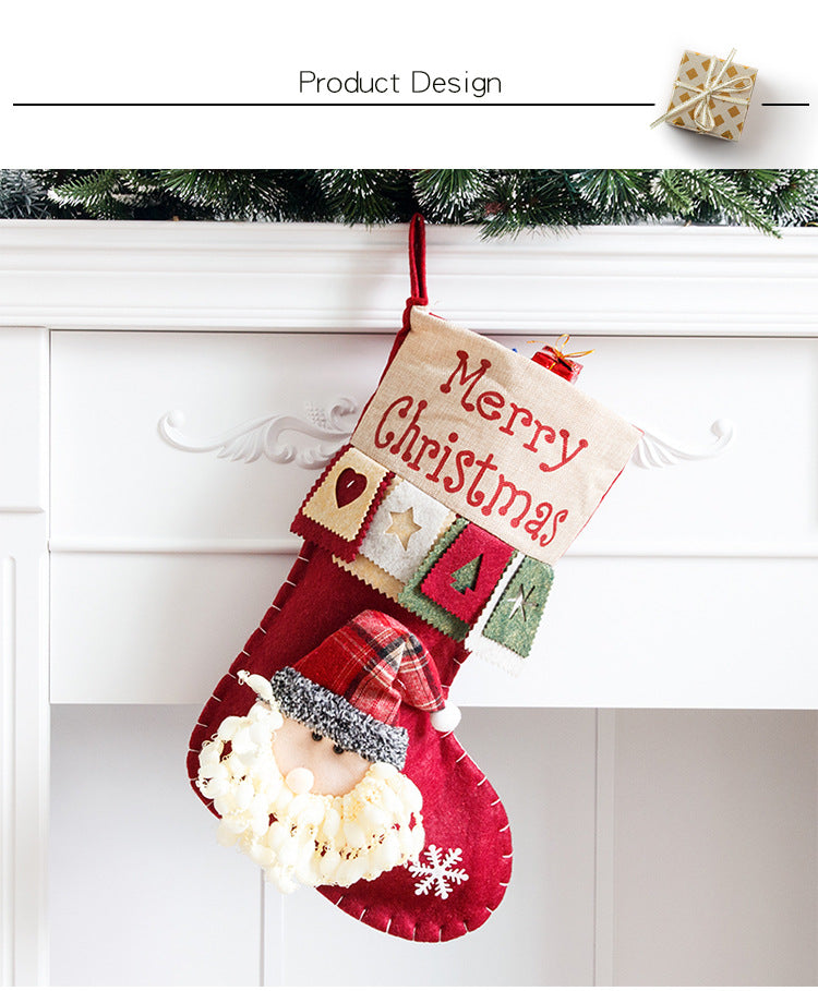 Christmas Decoration Gift Socks Fabric Santa Claus Gift Bag Snowman Reindeer Decorative Socks Christmas Socks