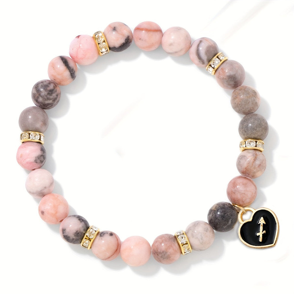 Capricorn Zodiac Bracelet - Genuine Pink Zebra Stone Birthstone Bracelet for Women, Personalized Astrology Gift
