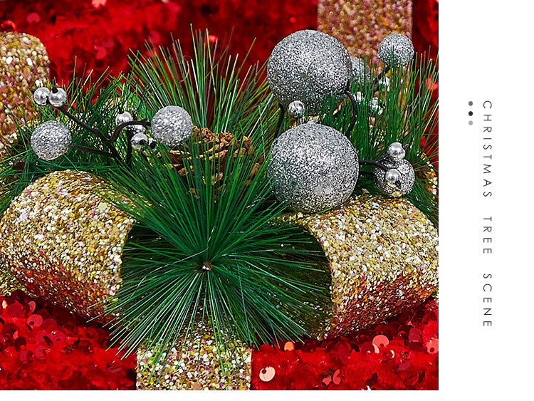 Christmas Decoration Iron Art Sequin Gift Box Glowing Under Christmas Tree Gift Box Three-Piece Set Window Display Decoration