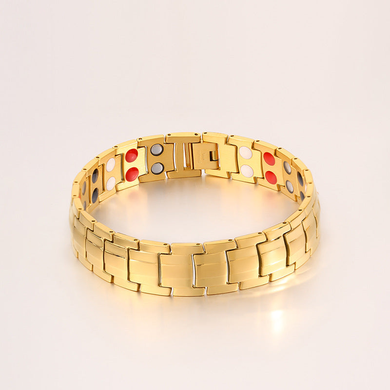 Magnetic Titanium Steel Health Bracelet for Men - Wellness Energy Adjustable Link Bracelet