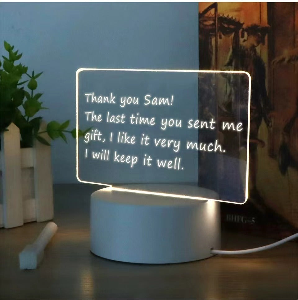 Hot-selling Internet Celebrity DIY Writing Tablet Night Light 3D Night light acrylic erasable luminous message board